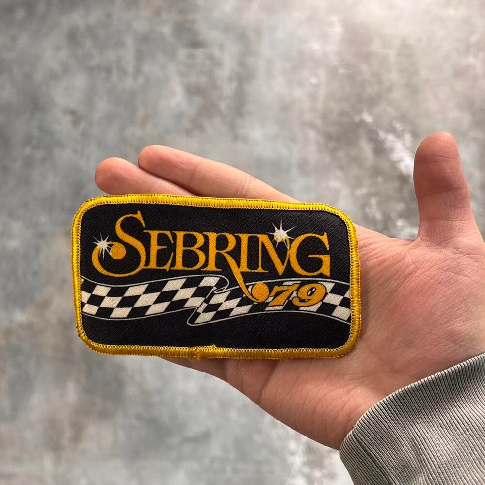 Vintage 70s Sebring F1 patch! Black & Gold